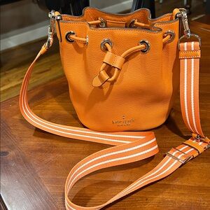 Kate Spade Vibrant Orange Crossbody Mini Bucket Bag
